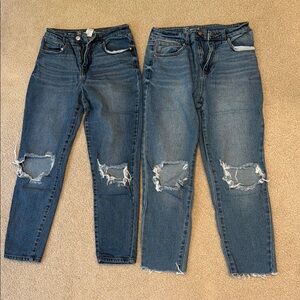 Stylish Blue Distressed Women's Jeans